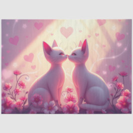 Colorido papel de tejidos de gatos románticos