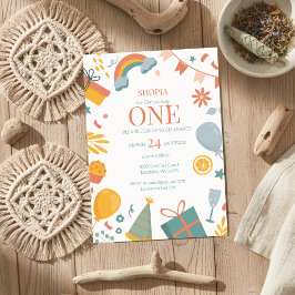 Colorido Pastel Doodle Invitación de cumpleaños 1.