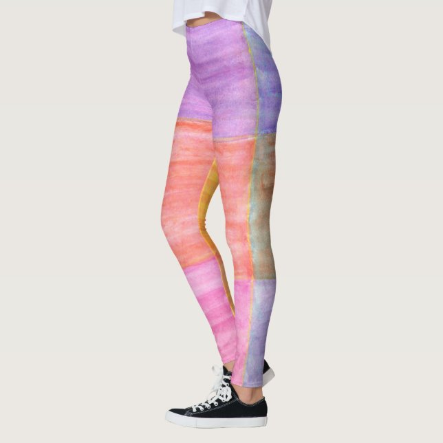 Colorido Pastel Rectangle Blends Leggings (Izquierda)