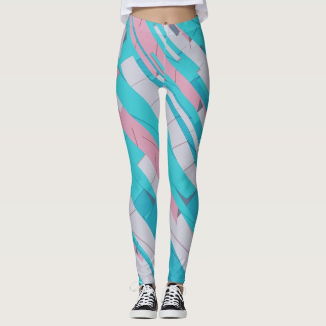 Colorido Patrón Abstracto Leggings Todo-Over-Print (Anverso)