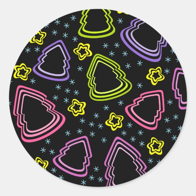 Colorido Pegatina de árboles navideños (Anverso)