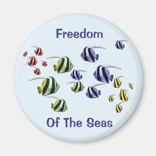 Colorido Pescado Tropical Natación Imán Libre (Frente)