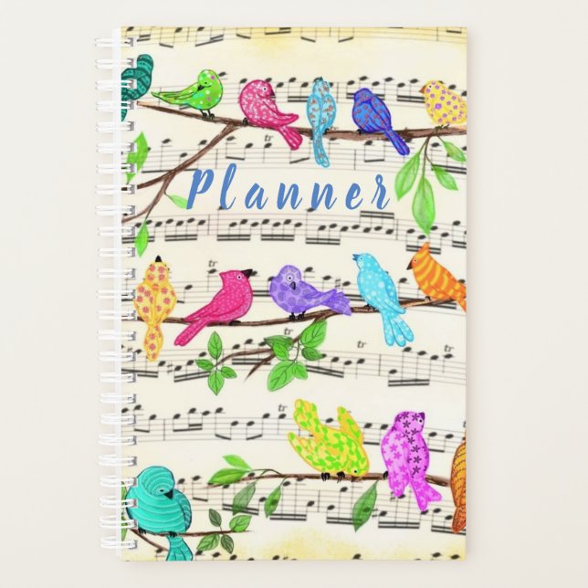 Colorido planificador de aves musicales (Anverso)