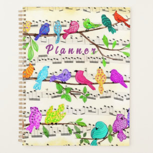 Colorido planificador de aves musicales
