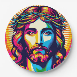 ¡Colorido plato de papel de Jesús!