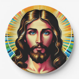 ¡Colorido plato de papel de Jesús!