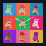 Colorido Pop Art Teddy Querido reloj de pared<br><div class="desc">Pop art Teddy Bear diseño</div>