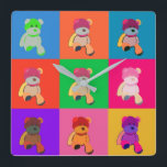 Colorido Pop Art Teddy Querido reloj de pared<br><div class="desc">Pop art Teddy Bear diseño</div>