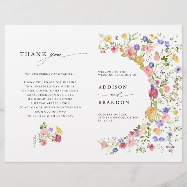 Colorido programa de jardín de flores silvestres d (Anverso)