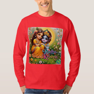 Colorido Radha Krishna Camiseta de arte espiritual