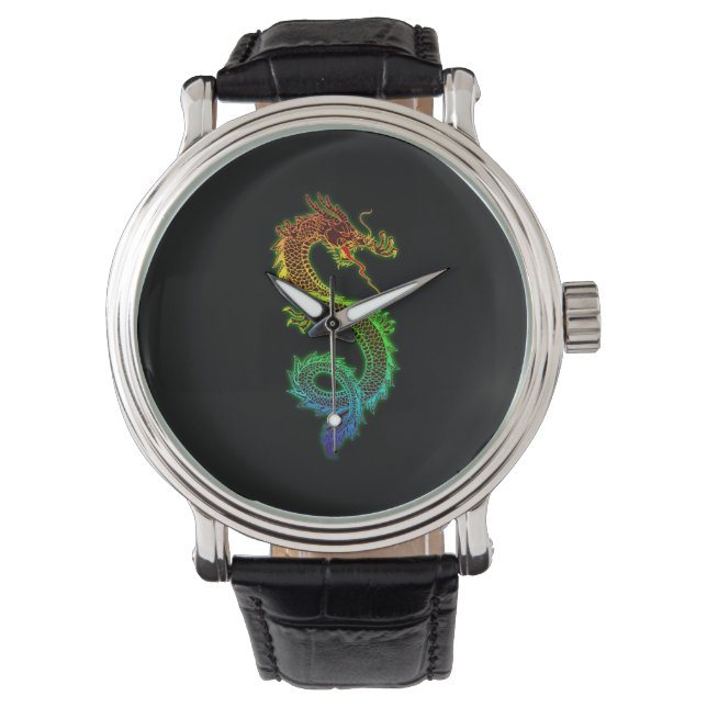 Colorido reloj de dragones chino (Anverso)