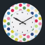 Colorido reloj de pared de un punto de la polka ar<br><div class="desc">"punto de polka", puntos, puntos, puntos, arco iris, coloridos, multicolor, multicolor, multicolor, "puntos de arcoiris", "puntos de polka arcoiris", patrón, puntos, puntos esporádicos, "puntos de polka multicolor", lindos, caramelos, niñitas, retro, blanco, cincuenta, cincuenta años 50, divertidos, , cincuenta años, de moda, fresca, feliz, alegre, alegre, alegre, adolescente, adolescente, niños, niños,...</div>