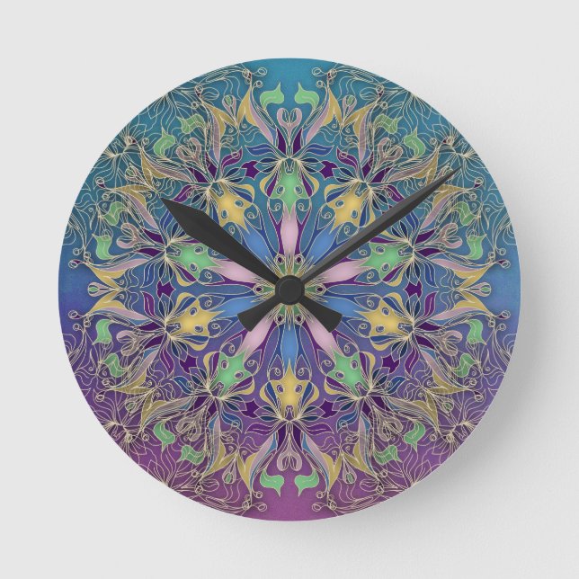 Colorido reloj de pared Mandala (Anverso)