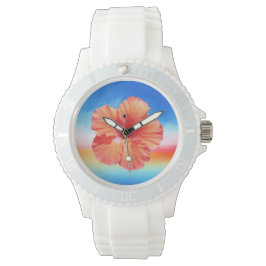 Colorido reloj de pulsera de hibisco de arco iris