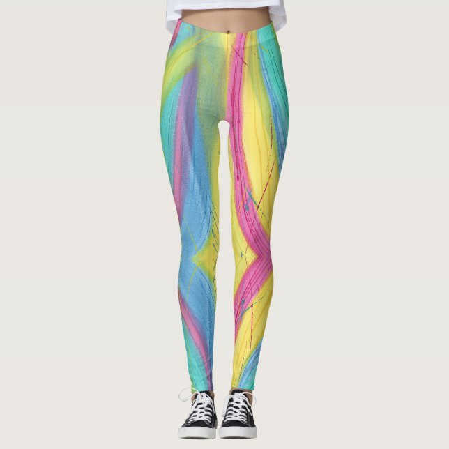 Colorido Resumen Abstracto Pastel Blends Leggings (Anverso)
