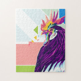 Colorido retrato de gallo de arte pop rompecabezas