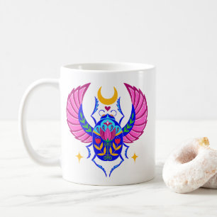 Colorido Scarab arte folclórico taza de café