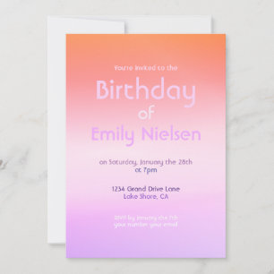 Colorido Sunset Ombre Invitación moderna al cumple