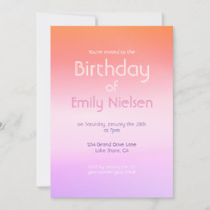 Colorido Sunset Ombre Invitación moderna al cumple