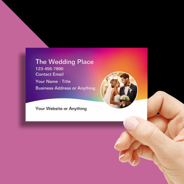Colorido tema Boda Tarjetas de visita modernas (Subido por el creador)
