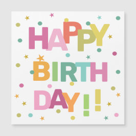 Colorido texto Confetti y estrellas Feliz cumpleañ