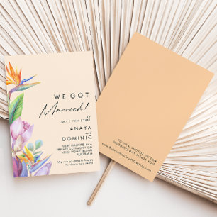 Colorido tropical Invitación de Elopement Peach