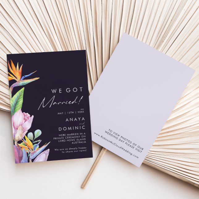 Colorido tropical | Invitación de Elopement púrpur (Subido por el creador)