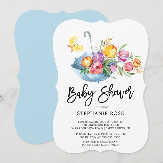 Colorido Tulip BabyShower Invitación (Anverso / Reverso)