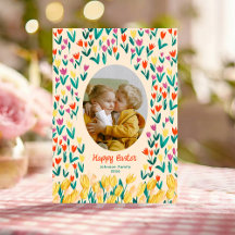 Colorido Tulipán Feliz Pascua Tarjeta de Cumpleaño