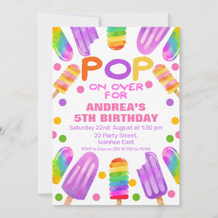 Colorido verano Pop Popsicle Invitación al cumplea