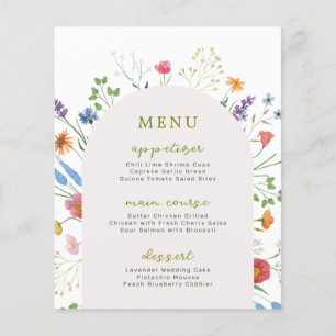 Colorido Wildflower Garden Bridal Shower Menú