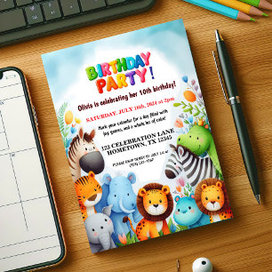 Coloridos animales del zoológico Invitación a la f