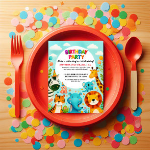 Coloridos animales del zoológico Invitación a la f