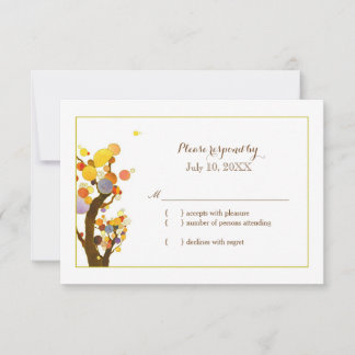 Coloridos árboles de jardín Boda Tarjeta RSVP