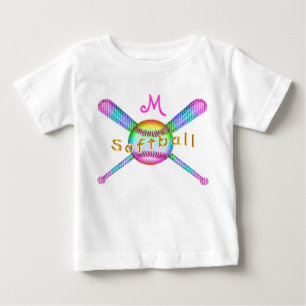 Coloridos Camisetas de Softball Monogramados para 