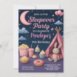 Coloridos Chicas Sleepover Party Invitación