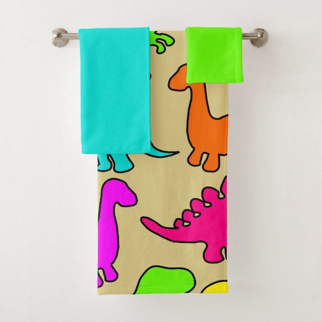 Coloridos Dinosaurios Toalla De Baño (In situ)