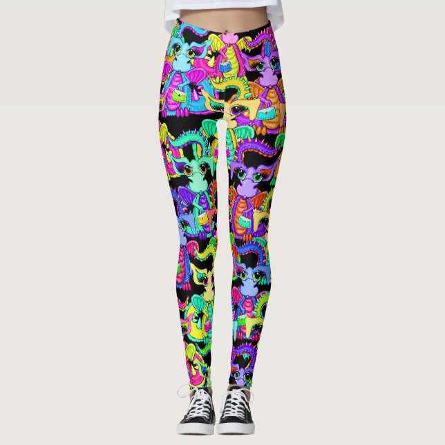 Coloridos dragones Personalizados Leggings (Anverso)