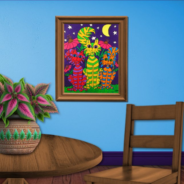 Coloridos gatos de luna arte folclórico (Subido por el creador)