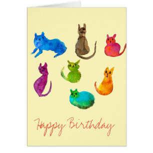 Coloridos gatos locos en acuarela