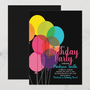 Coloridos globos Invitación de cumpleaños