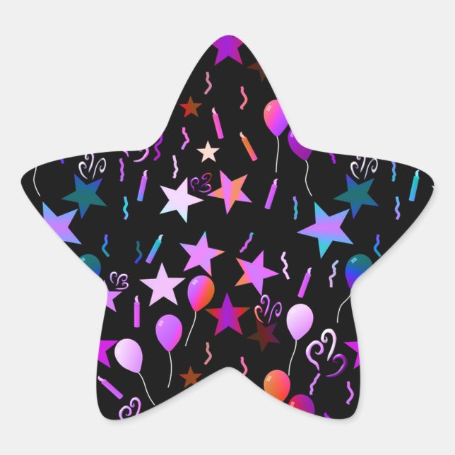 Coloridos globos y estrellas Pegatinas (Anverso)