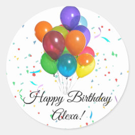 Coloridos globos y etiquetas de Pegatinas Fiestas 