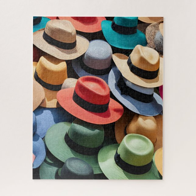 Coloridos Gorras de paja rompecabezas (Vertical)