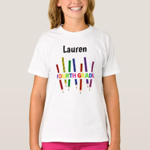 Coloridos lápices, camiseta de cuarto grado de Chi