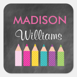 Coloridos lápices chicas de vuelta a los Pegatinas