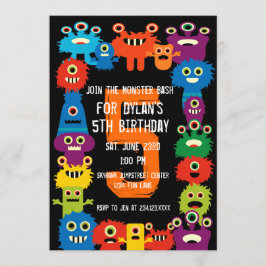 Coloridos Monstruos Niños Invitaciones a fiestas d