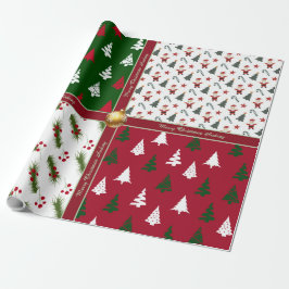 Coloridos Navidades envolviendo papel con texto