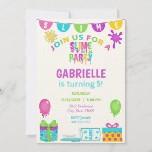Coloridos niños Slime Invitación al cumpleaños