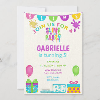 Coloridos niños Slime Invitación al cumpleaños